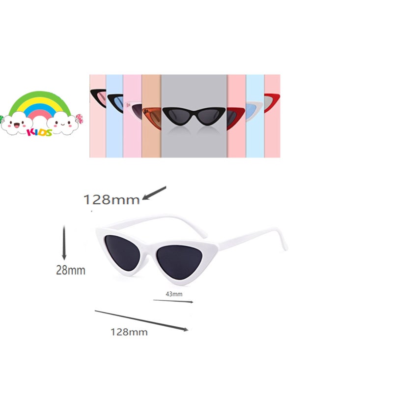 FOURCHEN Retro Vintage Narrow Cat Eye Sunglasses for kids Clout Goggles Plastic Frame (cateye white+cateye black) - Image 4